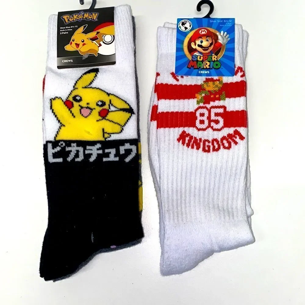 3 pair of socks Super Mario / Pokémon kids size 10-13 shoe size 61/2-12 New